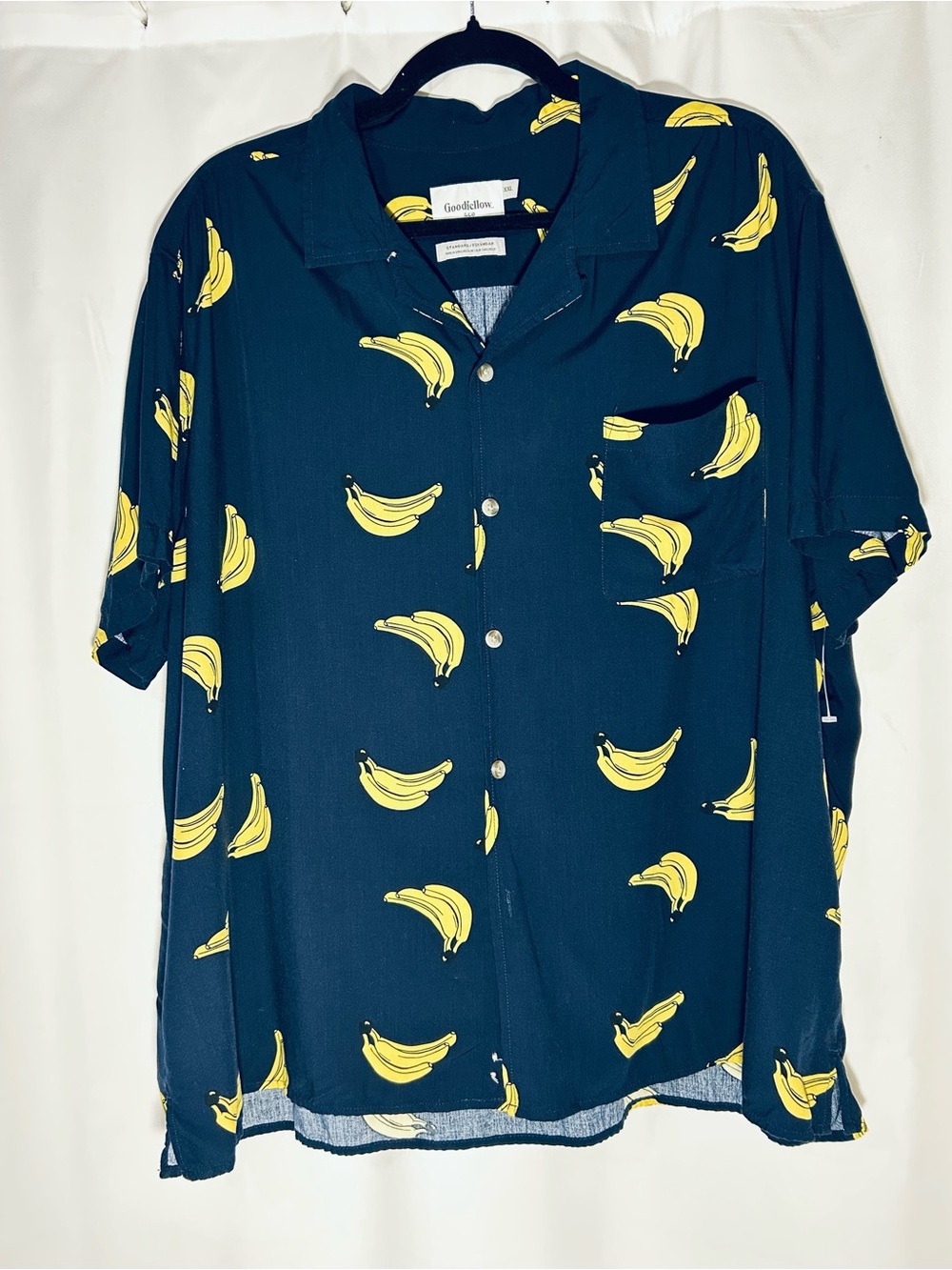 Goodfellow & Co XXL Navy Short-Sleeve Banana Print Button-Down Shirt
